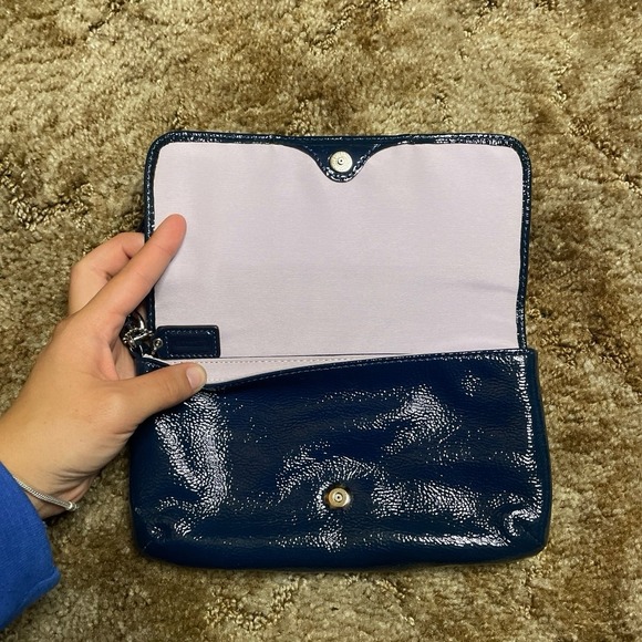 Coach Blue Leather Wristlet Wallet